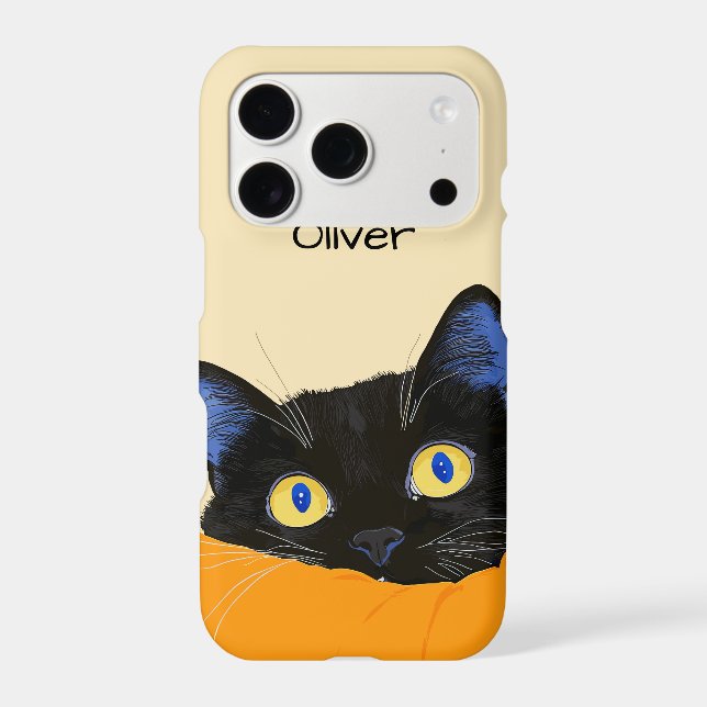 Black Cat Peeking Iphone Case (Back)