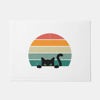 Black Cat Peeking Sunset Vintage    3 Doormat