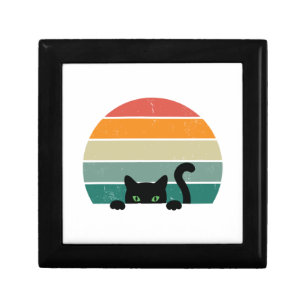 Black Cat Peeking Sunset Vintage 3 Gift Box