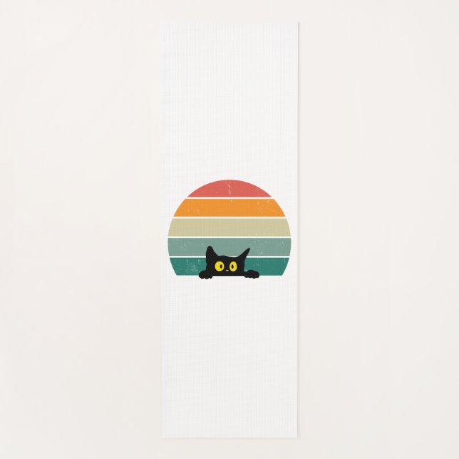 Black Cat Peeking Sunset Vintage    4 Yoga Mat (Front)