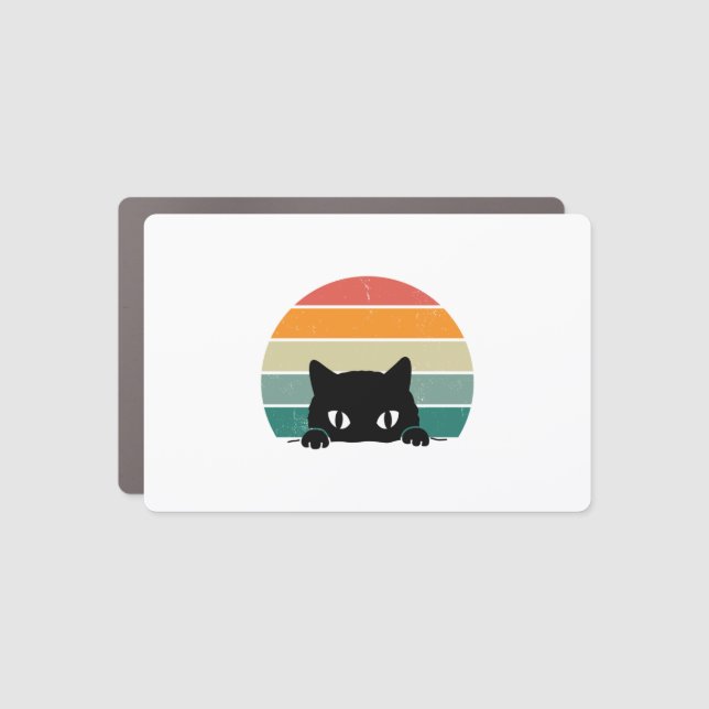 Black Cat Peeking Sunset Vintage     Car Magnet (Front)
