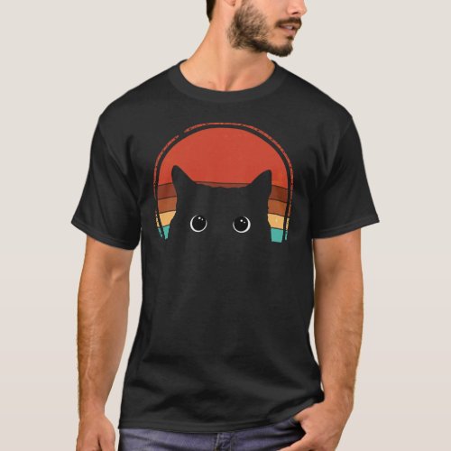 Black Cat Peeking Sunset Vintage Essential T_Shirt