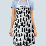 Black Cat Personalized Apron<br><div class="desc">Fun little black kitty cats,  purrfect for animal lovers. Change the name to customize.</div>