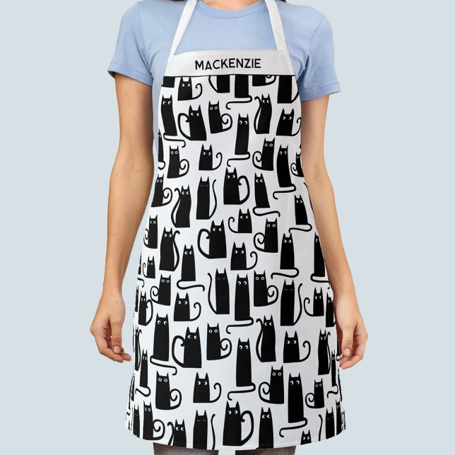Black Cat Personalized Apron (Creator Uploaded)