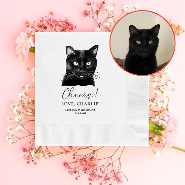 Black Cat Personalized Cheers Napkins (Creator Uploaded)