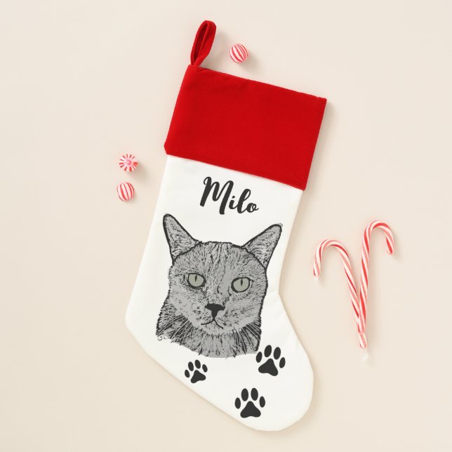 Black Cat Personalized Christmas Stocking (Front)