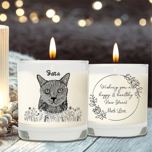 Black Cat Personalized Hand Drawing Scented Candle