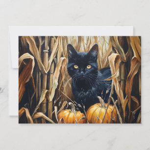 Black Cat Personalized Name Autumn Note Card