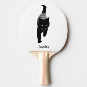 Black Cat Personalized Name Ping Pong Paddle