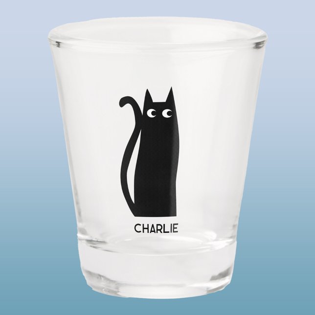 Black Cat Personalized Shot Glass (Cat personalized shot glass)