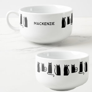Black Cat Personalized Soup Mug