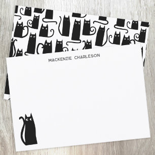 Black Cat Personalized Stationery Note Card