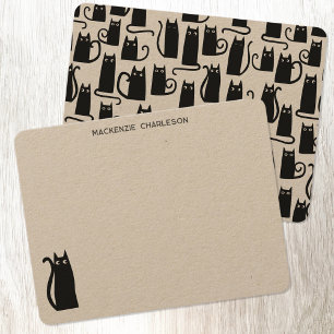 Black Cat Personalized Stationery Note Card