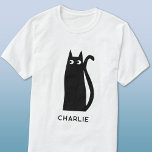 Black Cat Personalized T-Shirt<br><div class="desc">A fun and lucky black cat,  perfect for animal lovers. Original art by Nic Squirrell. Change the name or remove it if you prefer to customize.</div>