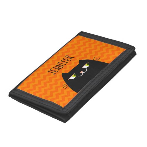 Black Cat Personalized Trifold Wallet