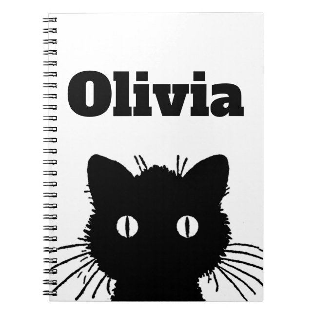 Black Cat Personnalised Notebook (Front)