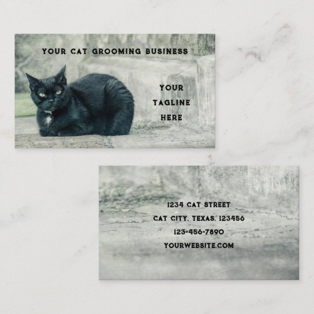 Black Cat Pet Care Business Card (Front/Back)