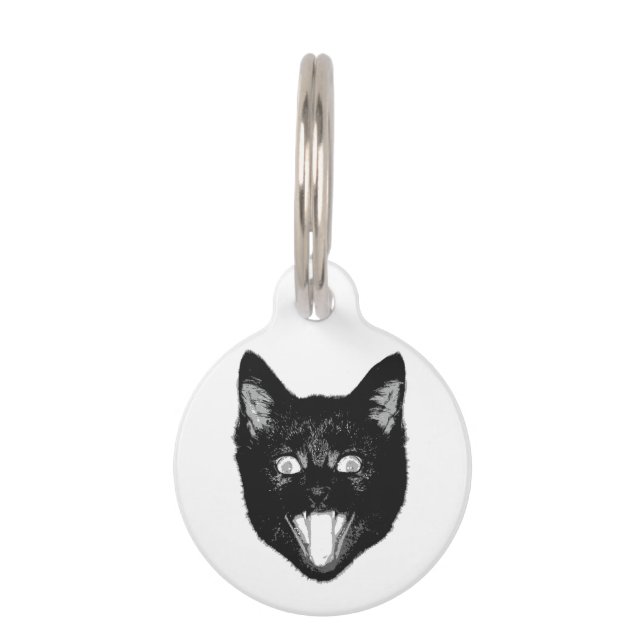 Black Cat Pet ID Tag (Front)
