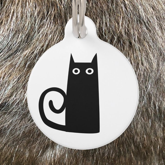Black Cat Pet ID Tag (Black Cat fun personalized pet tag)
