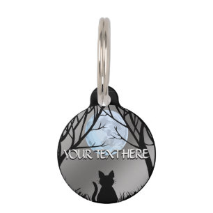 Black Cat Pet Tag Personalized Cat Art ID Tags