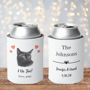 Black Cat Pet Wedding Can Cooler Favor