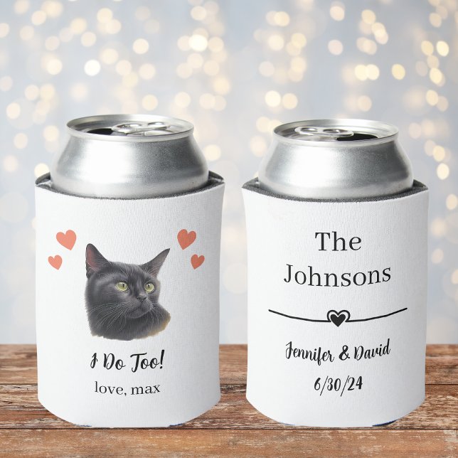 Black Cat Pet Wedding Can Cooler Favor (Creator Uploaded)