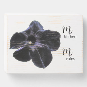 Black Cat Petunia My Kitchen Wood Box Sign