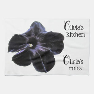 Black Cat Petunia Personalized Kitchen Towel