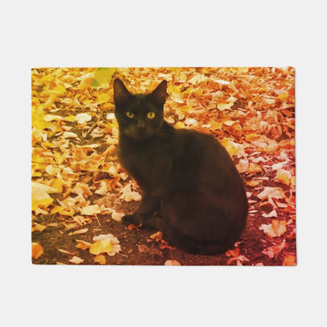 Black Cat Photo Doormat (Front)