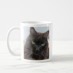 Black Cat Photo Personalized Name Coffee Mug