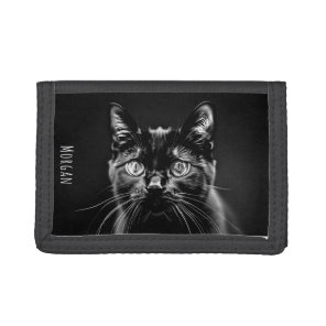 Black Cat Picture Elegant Modern Personalized Tri-fold Wallet