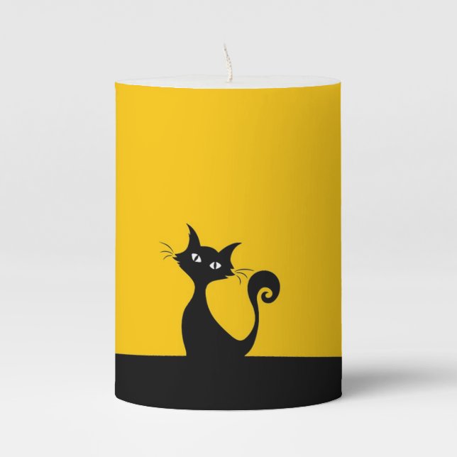 Black Cat Pillar Candle (Front)
