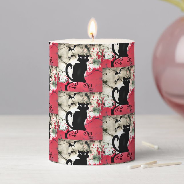 Black Cat Pillar Candle (In Situ)