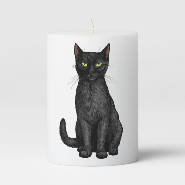 Black cat pillar candle (Front)