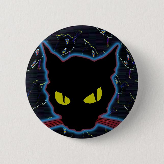 black cat pinback button (Front)