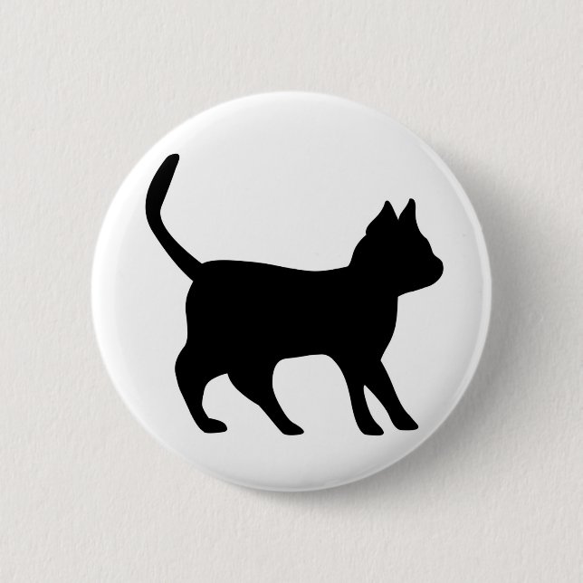 Black Cat Pinback Button (Front)
