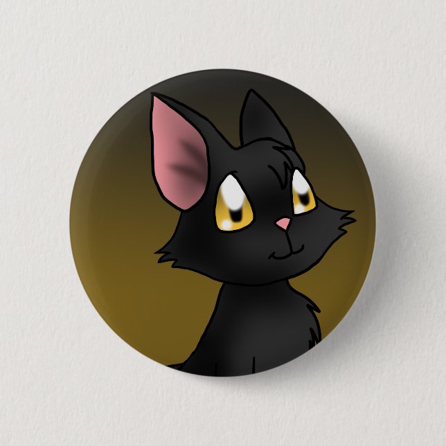 Black Cat Pinback Button (Front)