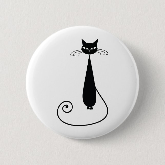 Black Cat Pinback Button (Front)