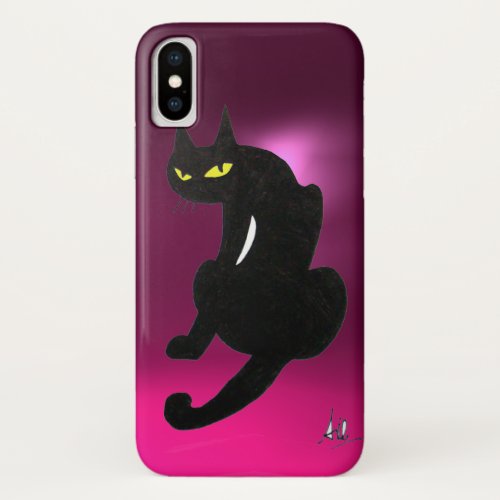 BLACK CAT pink iPhone X Case