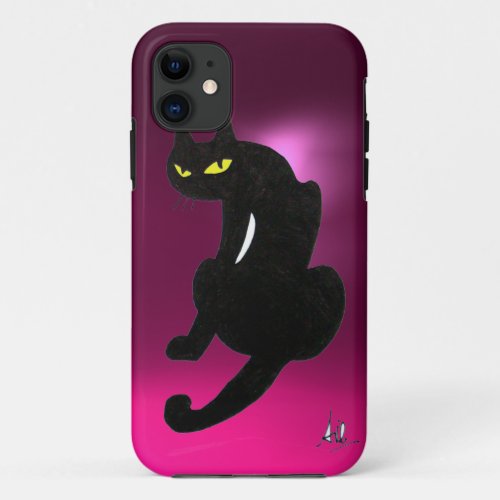 BLACK CAT pink iPhone 11 Case