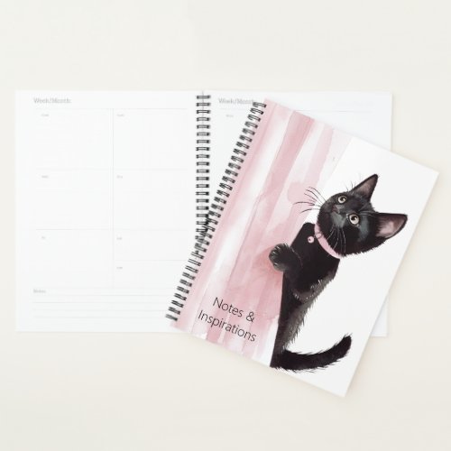 Black Cat Pink Curtain Planner