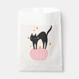 Black Cat Pink Halloween Favor Bag