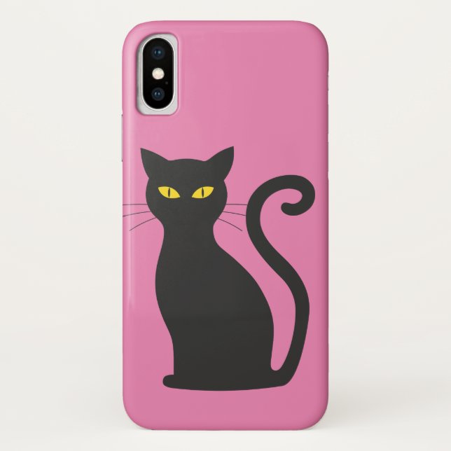 BLACK CAT PINK IPHONE CASE (Back)