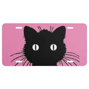 BLACK CAT PINK License Plate