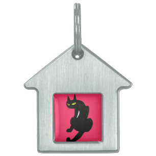 BLACK CAT Pink Pet Name Tag