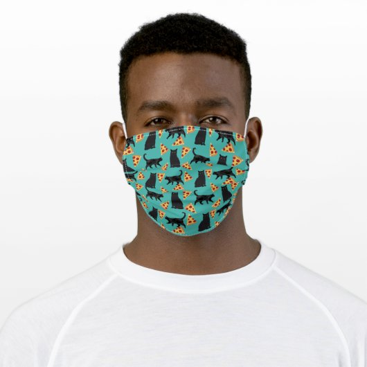 Black cat pizza adult cloth face mask (Worn)