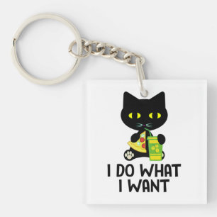Black Cat Pizza & Coffee Night Tee Keychain