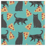 Black Cat pizza pattern Fabric