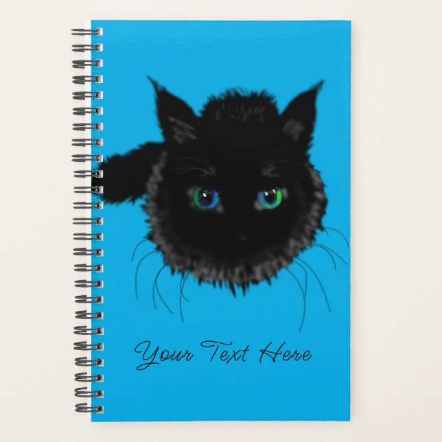 Black Cat Planner - Your Text Name / Colors (Front)