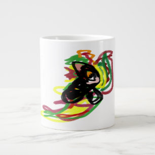 Black Cat play autumn Giant Coffee Mug